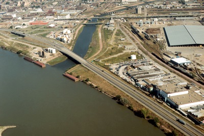 Confluence of Missouri and Floyd Rivers in Sioux City. Iowa