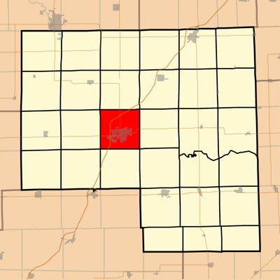 Map showing the location of Pontiac within Livingston County, Illinois